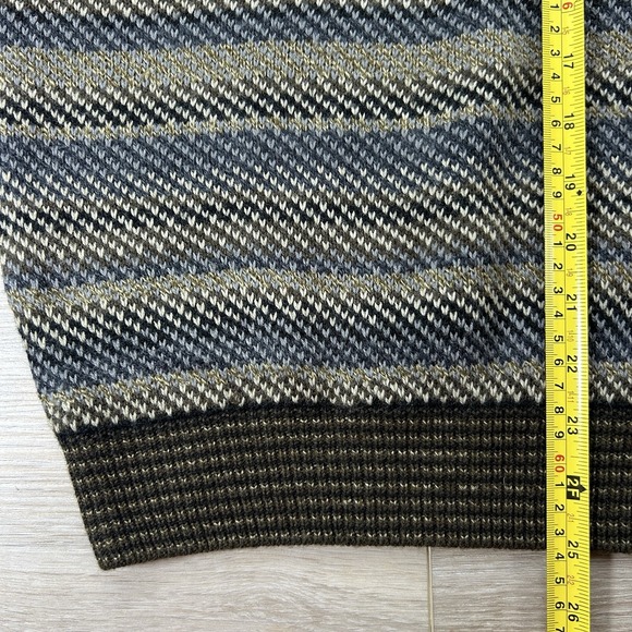 Vintage Puritan Mens Medium Blue & Beige Striped Knit Sweater Pullover 90s Dad - Picture 9 of 10